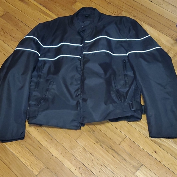 Men's black Biker zip out liner road wear coat 4xl